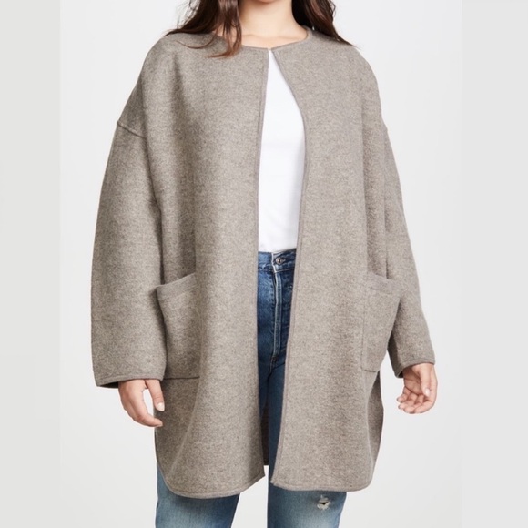 MADEWELL Minetta Ivy Wool Sweater Coat In Heather Birch, Size Large - Picture 1 of 10
